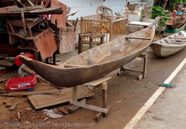 เรือขุดไม้ตะเคียนทอง ยาว4เมตร เรือไม้โบราณ อายุหลา | ร้านวังโบราณ - บางบัวทอง นนทบุรี