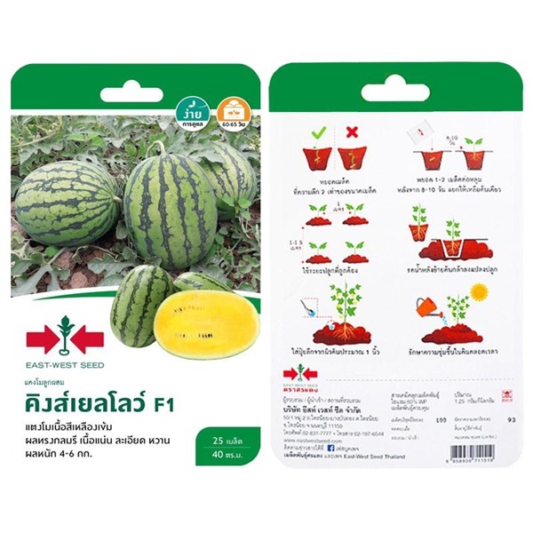 เมล็ดแตงโม คิงส์เยลโลว์  ตรา ศรแดง ซื้อ10 แถม1  | สวนตั้นแน้วพันธุ์ไม้ - วังสะพุง เลย