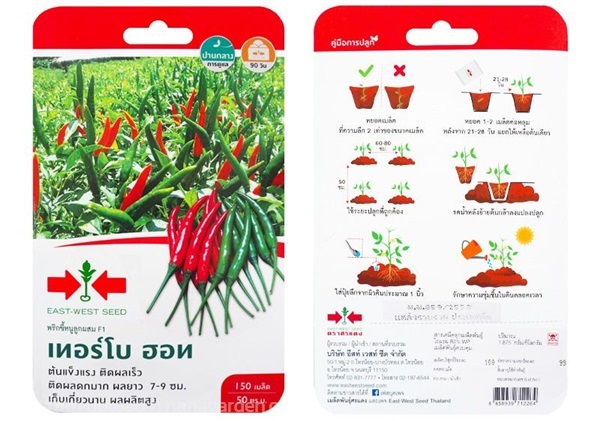 เมล็ดพริกขี้หนู/เทอร์โบฮอท  ตรา ศรแดง ซื้อ10 แถม1 | สวนตั้นแน้วพันธุ์ไม้ - วังสะพุง เลย