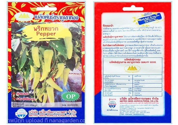 เมล็ดพันธุ์ พริกหยวก ตรา ภูเขาทอง ซื้อ10 แถม1 | สวนตั้นแน้วพันธุ์ไม้ - วังสะพุง เลย