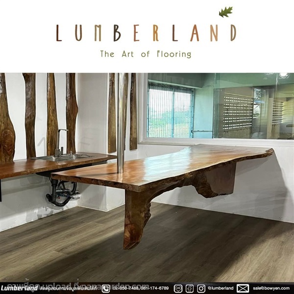 Lumberland :โต๊ะเคาน์เตอร์บาร์ไม้ยางนา 88x300x4ซม. | Lumberland - คลองหลวง ปทุมธานี