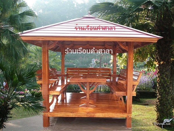 ศาลาไม้สักเงาคาตาลชั้นเดียว (รหัส A5-เรียบ) 2.0x2.0x3.0 m. | เรือนคำ - คลองสามวา กรุงเทพมหานคร