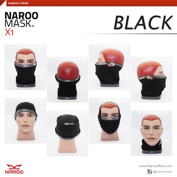 Naroo Mask หน้ากากผ้ากันแดด UV - X1 Black | สีทองฟาร์ม - พบพระ ตาก