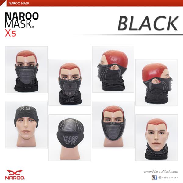 Naroo Mask หน้ากากผ้ากันแดด UV - X5 Black | สีทองฟาร์ม - พบพระ ตาก