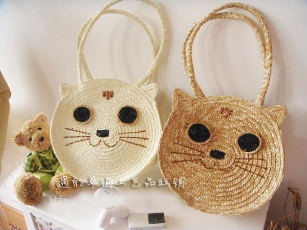 กระเป๋าสานแมวเหมียวน่ารัก | Krazy Craft Shop - ราชสาส์น ฉะเชิงเทรา