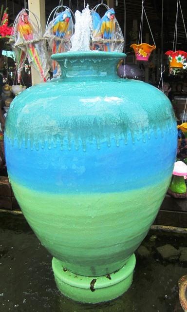 โอ่งดินเผาน้ำพุเคลือบสีสวยๆ 50x150cm. | วรรณาดินเผา - โชคชัย นครราชสีมา