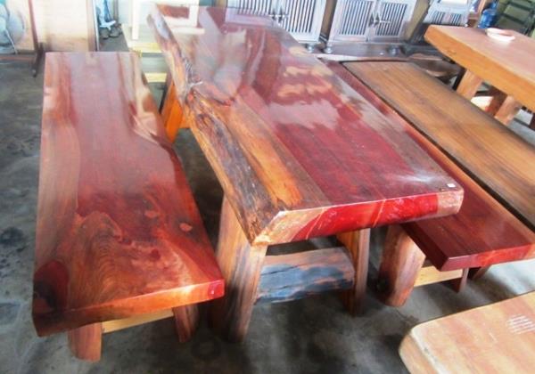 โต๊ะไม้ประดู่ไม่มีพนักพิง80x200cm. | วรรณาดินเผา - โชคชัย นครราชสีมา