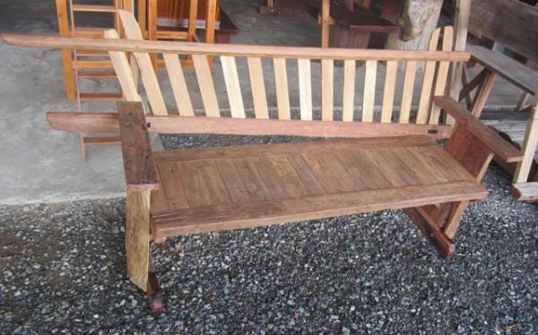 เก้าอี้ข้างเกวียนไม้เกวียนเก่า 40x120cm | วรรณาดินเผา - โชคชัย นครราชสีมา