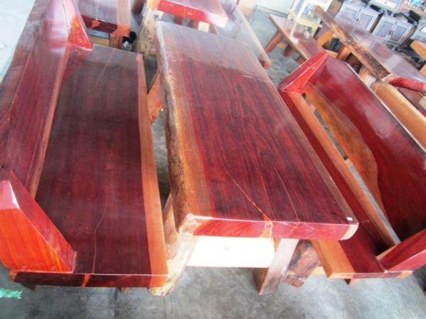 โต๊ะไม้ประดู่แบบมีพนักพิง60x150cm. | วรรณาดินเผา - โชคชัย นครราชสีมา