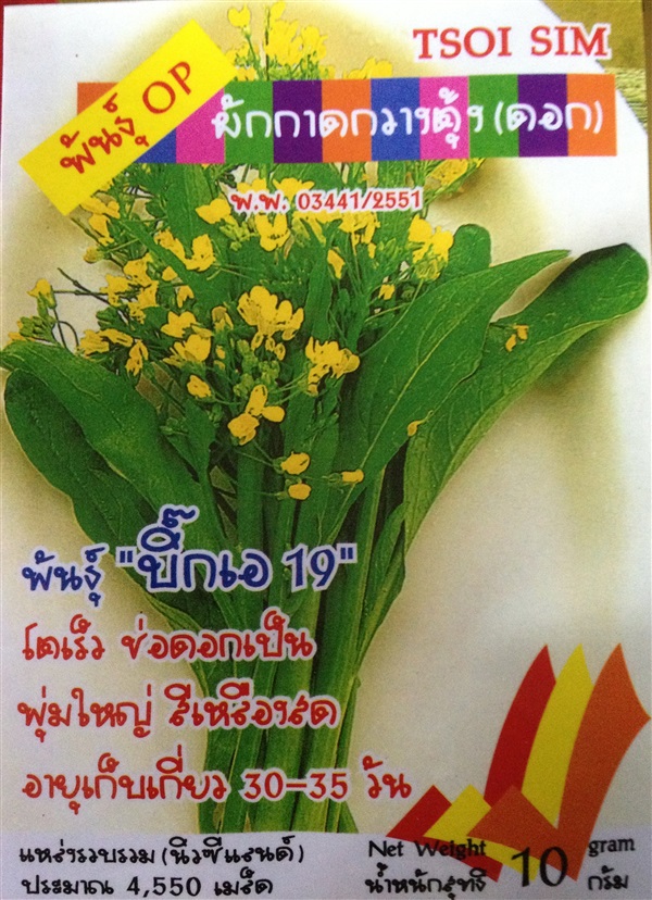 เมล็ดผักกาดกวางตุ้งดอก TSOI SIM | Anupong-Seed - โชคชัย นครราชสีมา