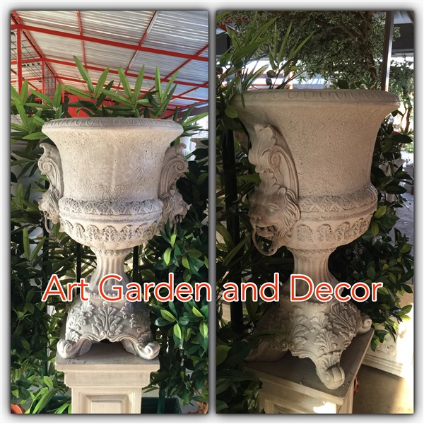 SP-0028 กระถางติดสิงห์ 2 ข้างแยกเขี้ยว หินทราย (ก52ส80) | Art Garden and Decor - บางใหญ่ นนทบุรี