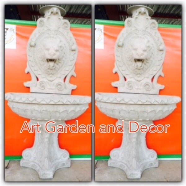 SB-00014 บ่อน้ำพุติดผนังหน้าสิงห์ หินทราย (บ่อกว้าง53ย90ส160) | Art Garden and Decor - บางใหญ่ นนทบุรี