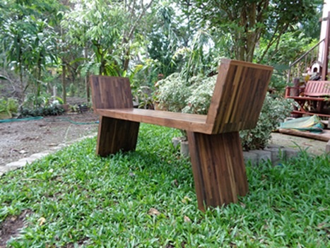 เก้าอี้นั่งเหยียดขาไม้ประสานวอลนัท | เฟอร์นิเจอร์สนามเรดวูด - เมืองราชบุรี ราชบุรี