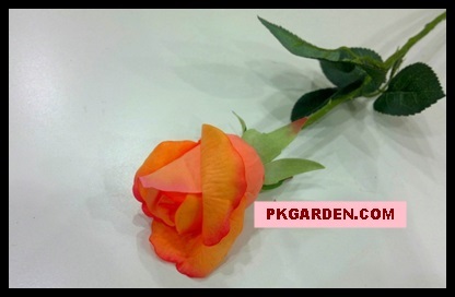 (ดอกไม้ปลอม)ดอกกุหลาบปลอมสีส้ม ดอกขนาด 5 cm ราคาถูก | PK Garden - จตุจักร กรุงเทพมหานคร