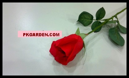 (ดอกไม้ปลอม)ดอกกุหลาบปลอมสีแดง ดอกขนาด 5 cm ราคาถูก | PK Garden - จตุจักร กรุงเทพมหานคร