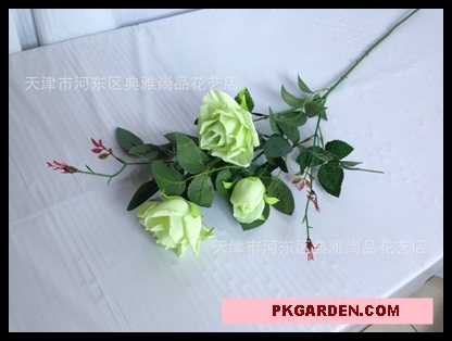 (ดอกไม้ปลอม)ดอกกุหลาบปลอมมสีเขียวช่อ 3 ดอก ราคาถูก | PK Garden - จตุจักร กรุงเทพมหานคร