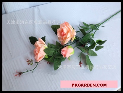 (ดอกไม้ปลอม)ดอกกุหลาบปลอมมสีโอรสช่อ 3 ดอก ราคาถูก | PK Garden - จตุจักร กรุงเทพมหานคร