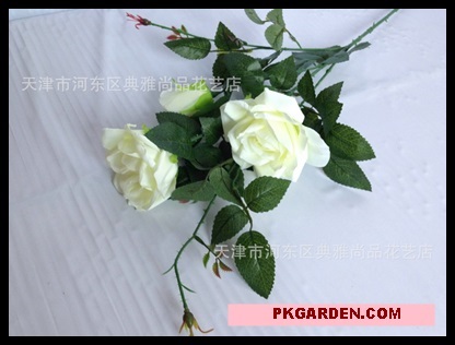 (ดอกไม้ปลอม)ดอกกุหลาบปลอมมสีขาวช่อ 3 ดอก ราคาถูก | PK Garden - จตุจักร กรุงเทพมหานคร