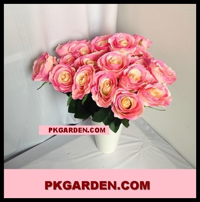 (ดอกไม้ปลอม)ดอกกุหลาบสีชมพูช่อ 7 ดอก ราคาถูก คุณภาพดี | PK Garden - จตุจักร กรุงเทพมหานคร