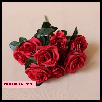 (ดอกไม้ปลอม)ดอกกุหลาบสีแดงช่อ 10 ดอกราคาถูกคุณภาพดี | PK Garden - จตุจักร กรุงเทพมหานคร