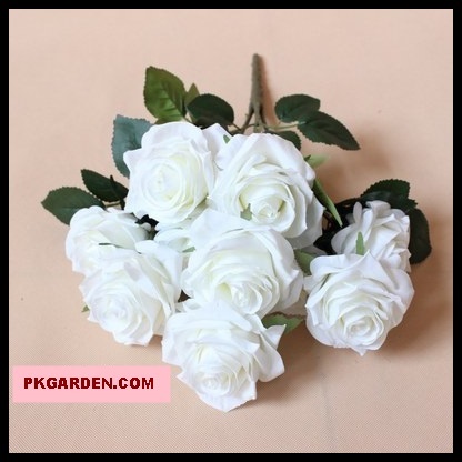 (ดอกไม้ปลอม)ดอกกุหลาบสีชมพูอ่อนช่อ 10 ดอกราคาถูกคุณภาพดี | PK Garden - จตุจักร กรุงเทพมหานคร