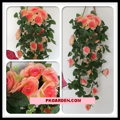 (ดอกไม้ปลอม)สายห้อยดอกไม้ปลอมสีโอรส ราคาถูก เหมือนจริงมาก | PK Garden - จตุจักร กรุงเทพมหานคร