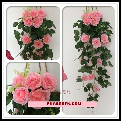 (ดอกไม้ปลอม)สายห้อยดอกไม้ปลอมสีชมพู ราคาถูก เหมือนจริงมาก | PK Garden - จตุจักร กรุงเทพมหานคร