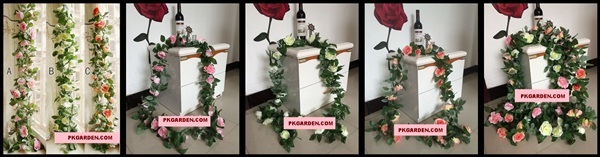 (ดอกไม้ปลอม)สายดอกกุหลาบ ขนาดความยาว 250cm เหมือนจริงราคาถูก | PK Garden - จตุจักร กรุงเทพมหานคร