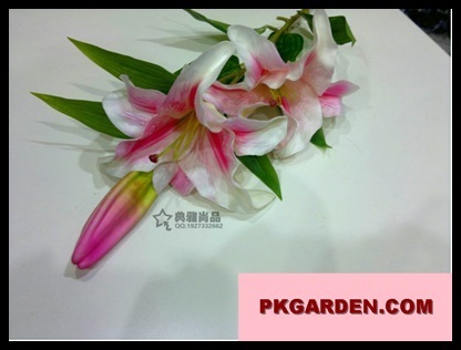 (ดอกไม้ปลอม)ดอกลิลลี่ PUสีชมพูเข้ม ก้านยาว ราคาถูกคุณภาพดี | PK Garden - จตุจักร กรุงเทพมหานคร