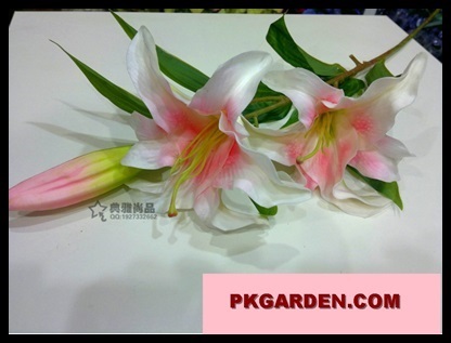 (ดอกไม้ปลอม)ดอกลิลลี่ PUสีชมพูอ่อน ก้านยาว ราคาถูกคุณภาพดี | PK Garden - จตุจักร กรุงเทพมหานคร