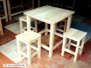 โต๊ะไม้ร้านอาหาร ขนาด 70x70 พร้อมเก้าอี้ 4 ตัว  | ร้านโต๊ะไม้ดีดี - ปากเกร็ด นนทบุรี