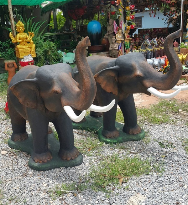 ช้างปูนปั้น ช้างดินเผา ช้างไทย ช้างมงคล | คุ้มตราหลวง - คลองสามวา กรุงเทพมหานคร