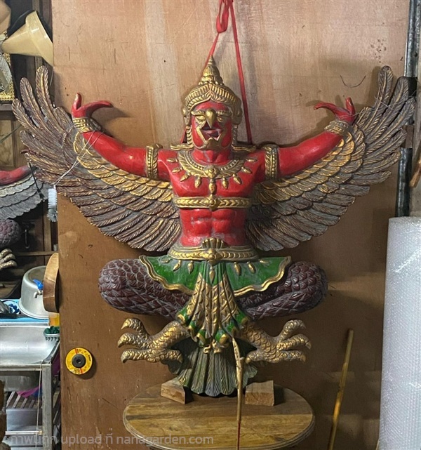 พญาครุฑไม้สัก องค์ใหญ่ ขนาด145ซม ครุฑไม้แกะ | ร้านวังโบราณ - บางบัวทอง นนทบุรี