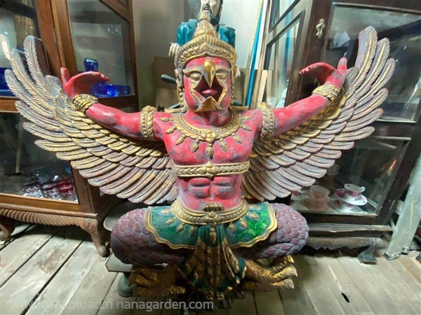 พญาครุฑไม้แกะ ครุฑไม้องค์ใหญ่ ขนาด120ซม | ร้านวังโบราณ - บางบัวทอง นนทบุรี