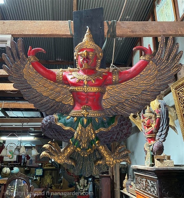 ครุฑไม้แกะสลัก องค์ใหญ่ ขนาด120ซม พญาครุฑไม้สัก | ร้านวังโบราณ - บางบัวทอง นนทบุรี