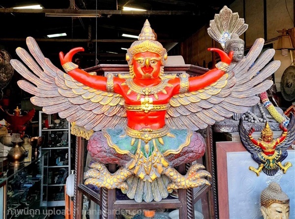 พญาครุฑไม้สัก ครุฑไม้แกะสลัก ขนาด110ซม | ร้านวังโบราณ - บางบัวทอง นนทบุรี