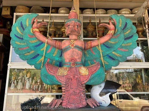 พญาครุฑไม้สักโบราณ ครุฑไม้แกะสลัก ขนาด145ซม | ร้านวังโบราณ - บางบัวทอง นนทบุรี