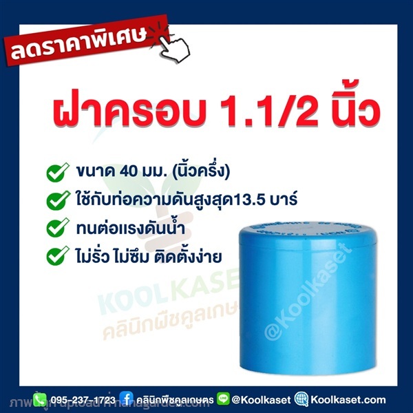 ฝาครอบท่อ PVC ฝาปิดปลายท่อ ฝาอุดท่อ 1.5 นิ้ว 12หุน | คลินิกพืชคูลเกษตร - ชุมตาบง นครสวรรค์