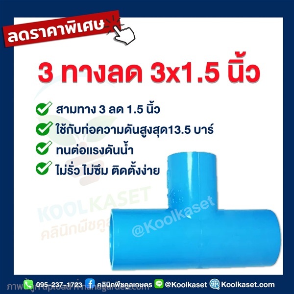 ข้อต่อ PVC 3 ทาง 3 นิ้ว ลดขนาด 1.5 นิ้ว | คลินิกพืชคูลเกษตร - ชุมตาบง นครสวรรค์