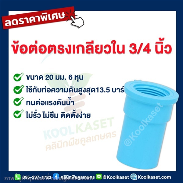 ท่อต่อตรง PVC แบบเกลียวใน 6 หุน | คลินิกพืชคูลเกษตร - ชุมตาบง นครสวรรค์