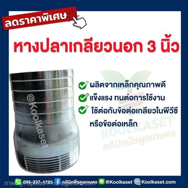 หางปลาเหล็ก แบบเกลียวนอก ขนาด 3 นิ้ว  | คลินิกพืชคูลเกษตร - ชุมตาบง นครสวรรค์