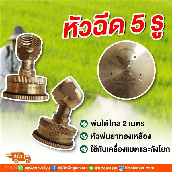 หัวฉีด 5 รู พุ่งไกล 2 เมตร หัวพ่นยาทองเหลือง | คลินิกพืชคูลเกษตร - ชุมตาบง นครสวรรค์