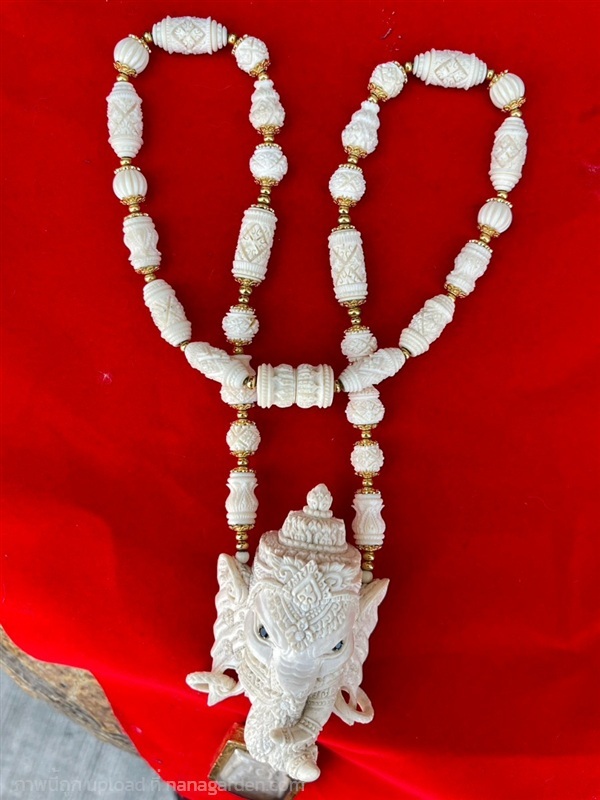 สร้อยงาช้างแกะสลัก สร้อยงาช้างแท้ทั้งเส้น ขนาดยาว | ร้านวังโบราณ - บางบัวทอง นนทบุรี