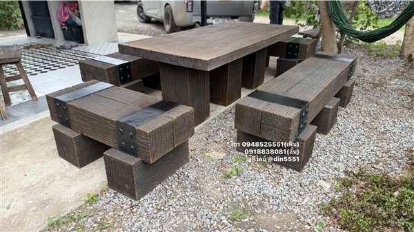 เก้าอี้ปูนลายไม้ | ด่านเกวียนเดคคอร์ - โชคชัย นครราชสีมา