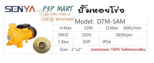 ปั๊มหอยโข่ง SENYA รุ่น DTM-5AM | พีเอสพี มาร์ท - เมืองสมุทรปราการ สมุทรปราการ
