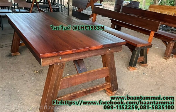 โต๊ะไม้ลายน้ำไหล โต๊ะไม้เก่า โต๊ะไม้เต็งลายน้ำไหล  | บ้านทำไม้ - พุทธมณฑล นครปฐม