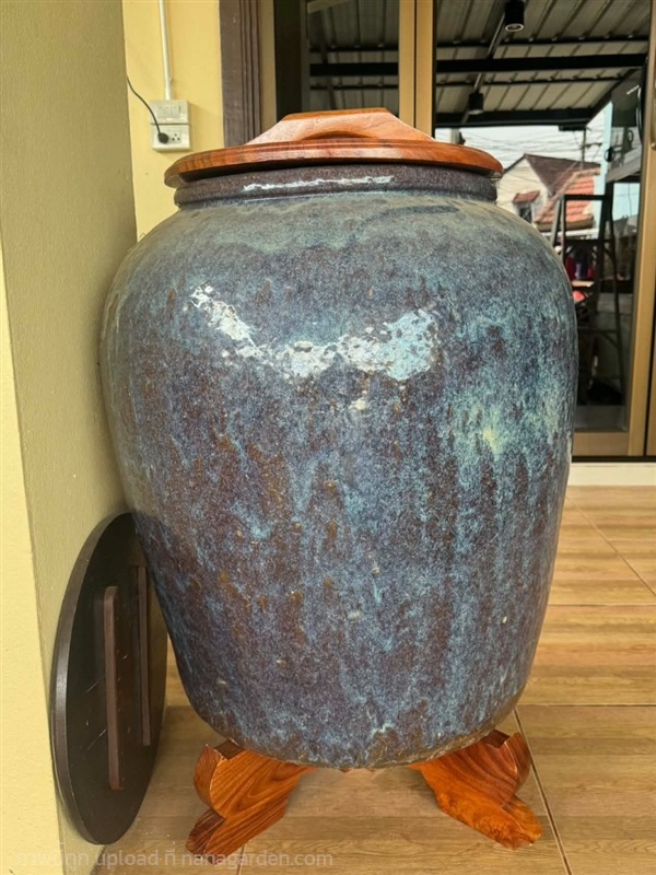 โอ่งโบราณ น้ำเคลือบ โอ่งเขียวไข่กา อายุ100ปี | ร้านวังโบราณ - บางบัวทอง นนทบุรี