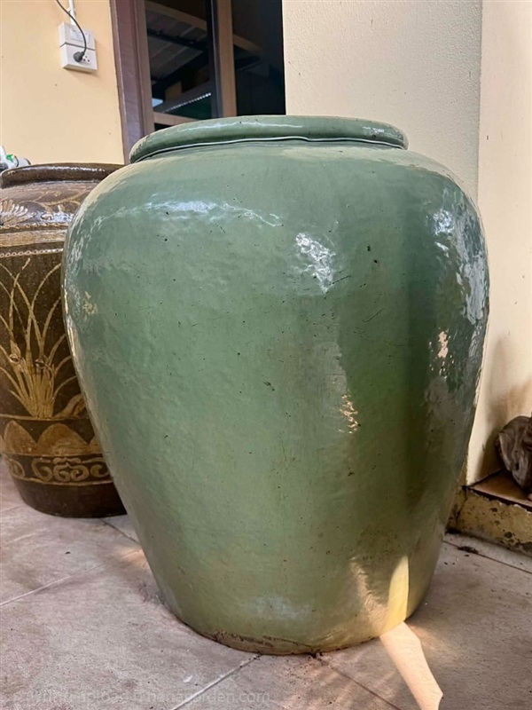 โอ่งเขียวไข่กา เขียวไข่กา อายุ100ปี โอ่งโบราณ | ร้านวังโบราณ - บางบัวทอง นนทบุรี