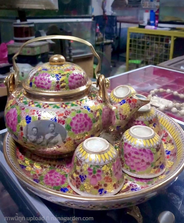 เบญจรงค์ รัชกาลที่5 ลายน้ำทอง จุดกาน้ำชาเบญจรงค์ | ร้านวังโบราณ - บางบัวทอง นนทบุรี