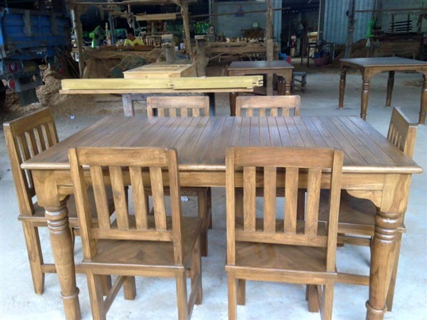 โต๊ะกินข้าวไม้สักเก้าอี้6ตัว | Dee Dee OTOP Design Lampang - แม่ทะ ลำปาง